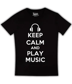 Прикольные футболки: Keep Calm and Play Music на черной